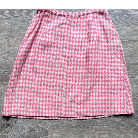 Vtg 60's Pink Gingham Plaid Woven Wool Mini Skirt Sz XS Talon Coquette Retro - Picture 5 of 7